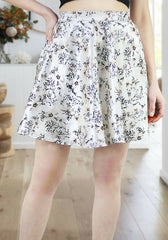 Artyska Women's Floral Print Satin Silk High Waist Elastic Mini Short Skirt